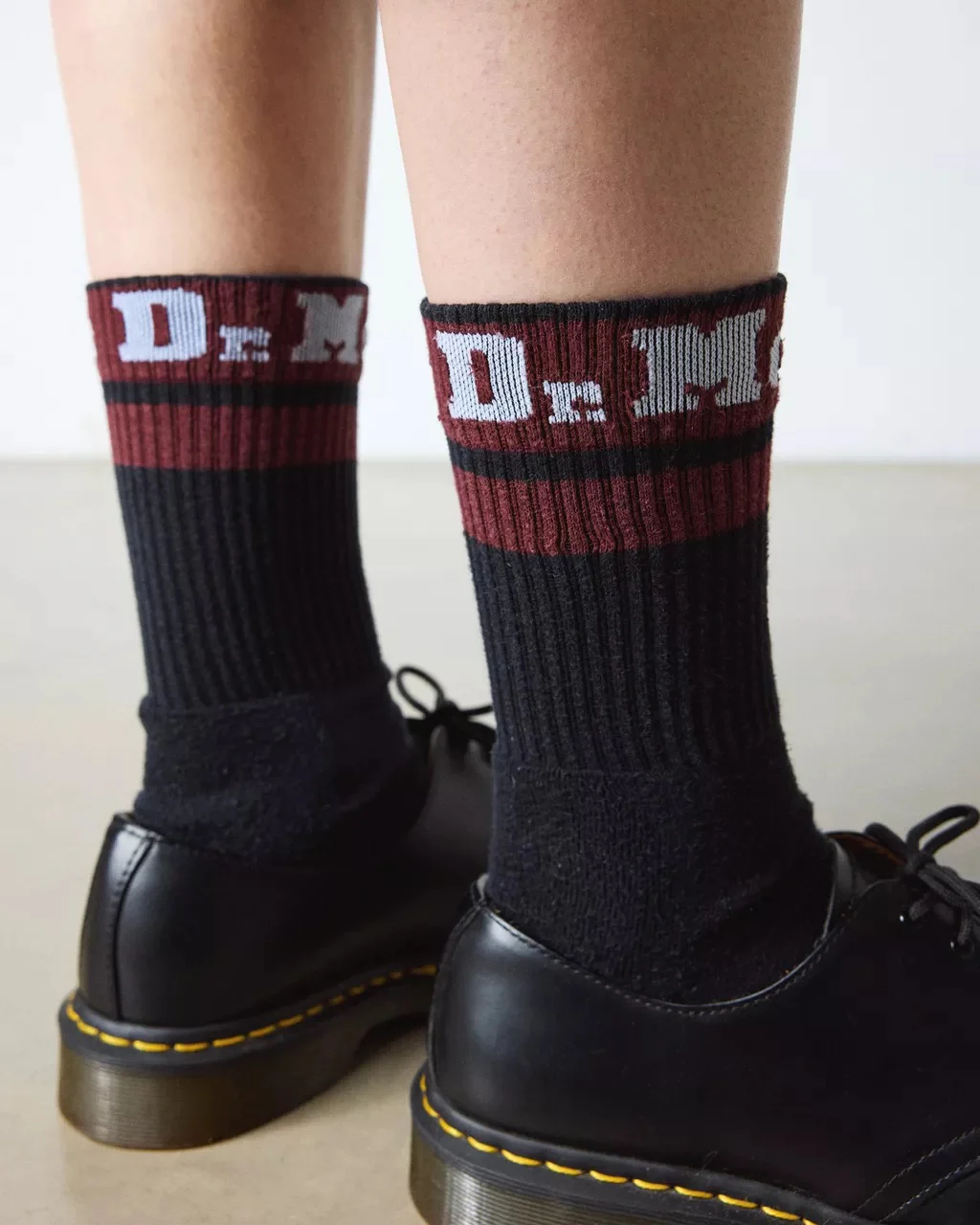 Dr. Martens Athletic Logo Organic Cotton Blend Socks Black & Cherry Red - Image 2