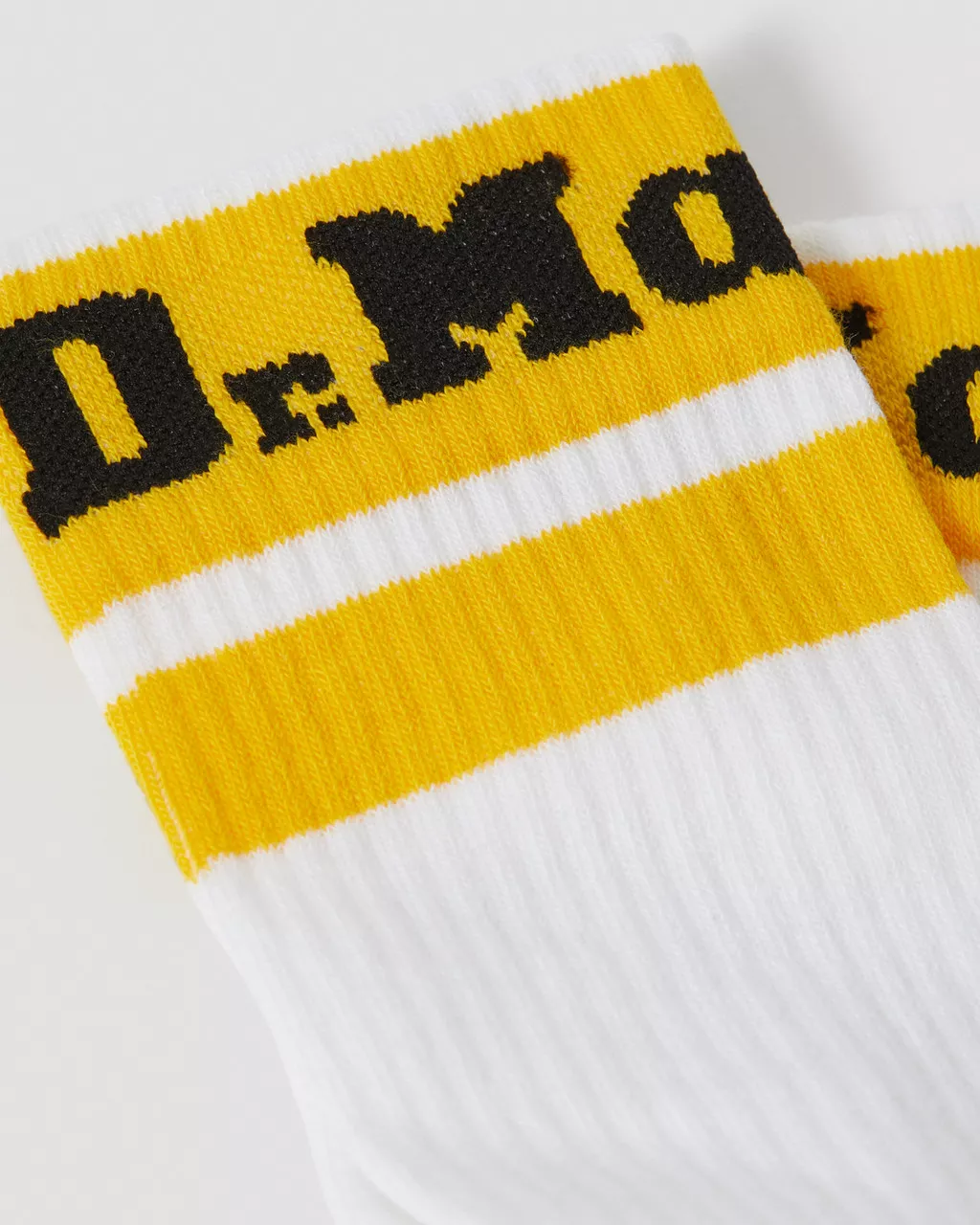 Dr. Martens Athletic Logo Organic Cotton Blend Socks White & Yellow - Image 3