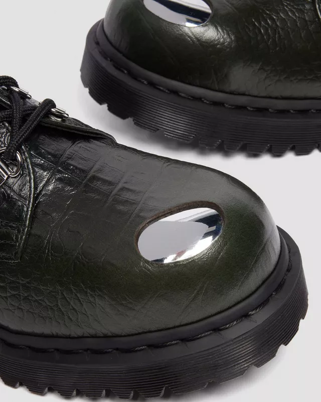 Dr. Martens 1461 Bex Steel Toe Leather Shoes - Green Croc Embossed Analine - Image 7