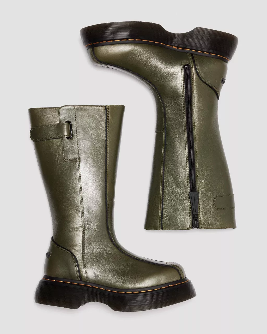 Dr. Martens Buzz Hi Eclipse Leather Boots - Olive Green - Image 9