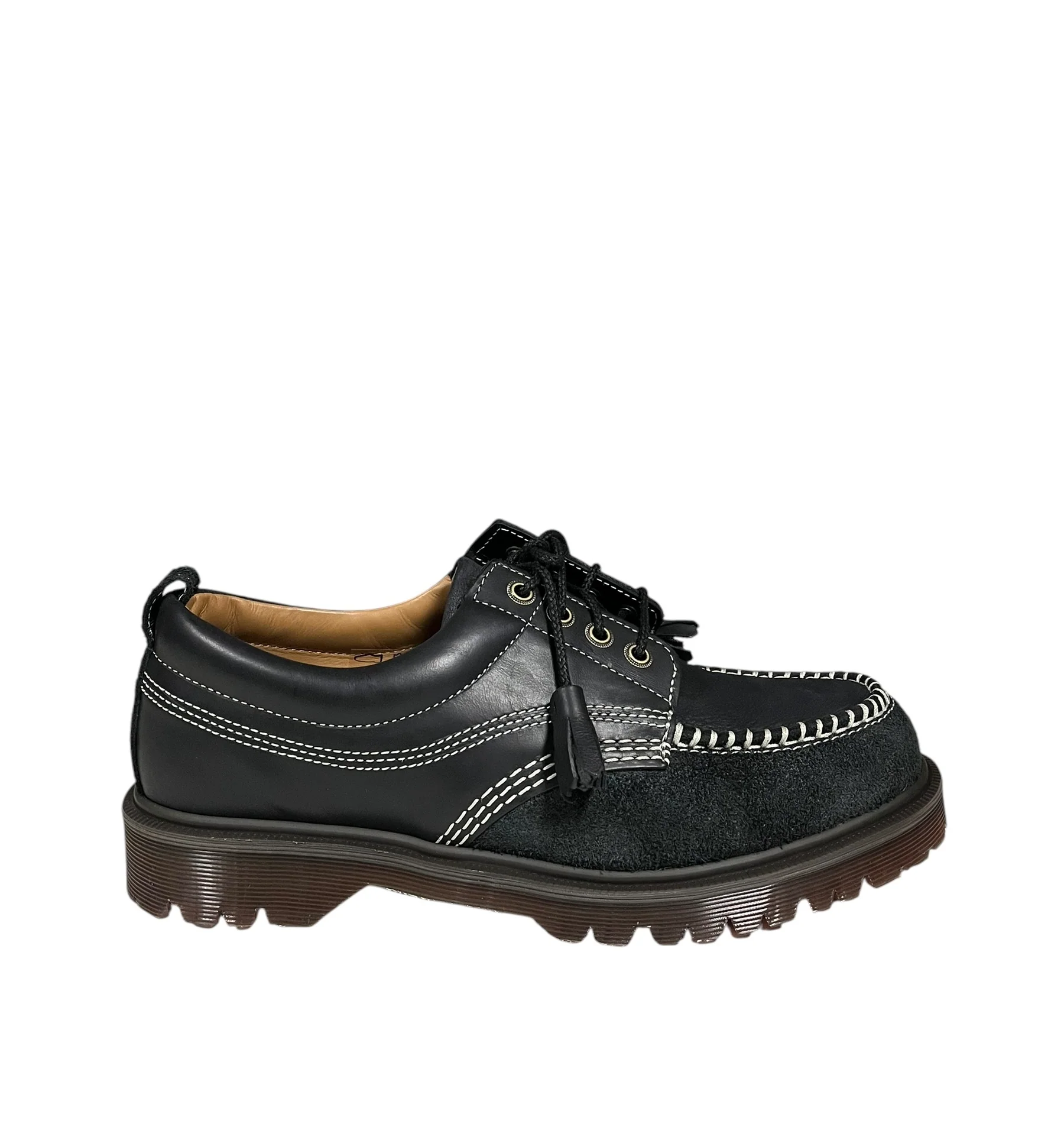 Dr. Martens Lowell Black Mixed Leather Material Moc Toe Shoe - Image 5