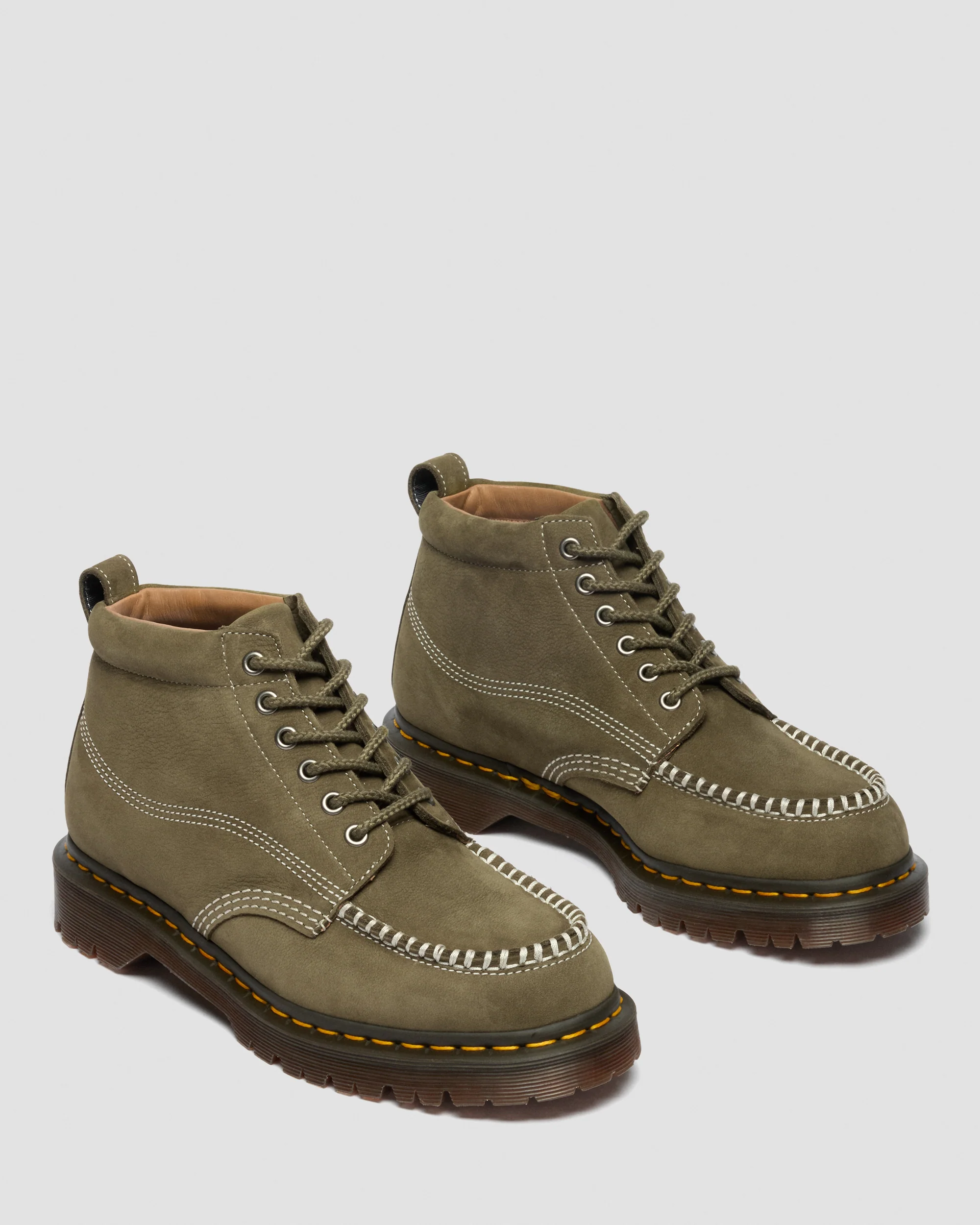 Dr. Martens Lowell Chukka Nubuck Moc Toe Ankle Boots in Olive Green - Image 4