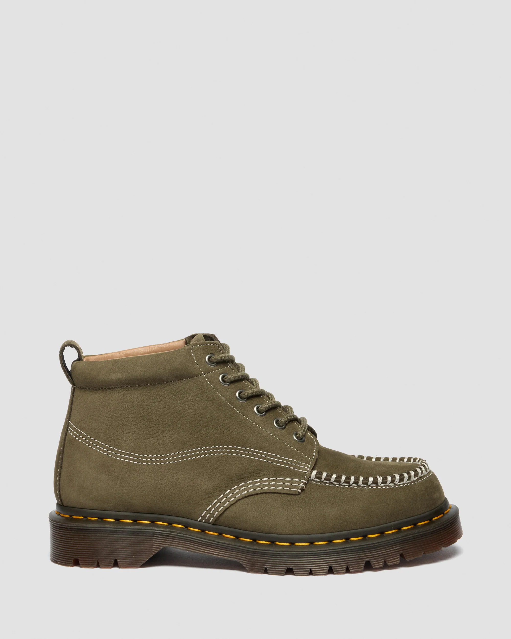 Dr. Martens Lowell Chukka Nubuck Moc Toe Ankle Boots in Olive Green - Image 5