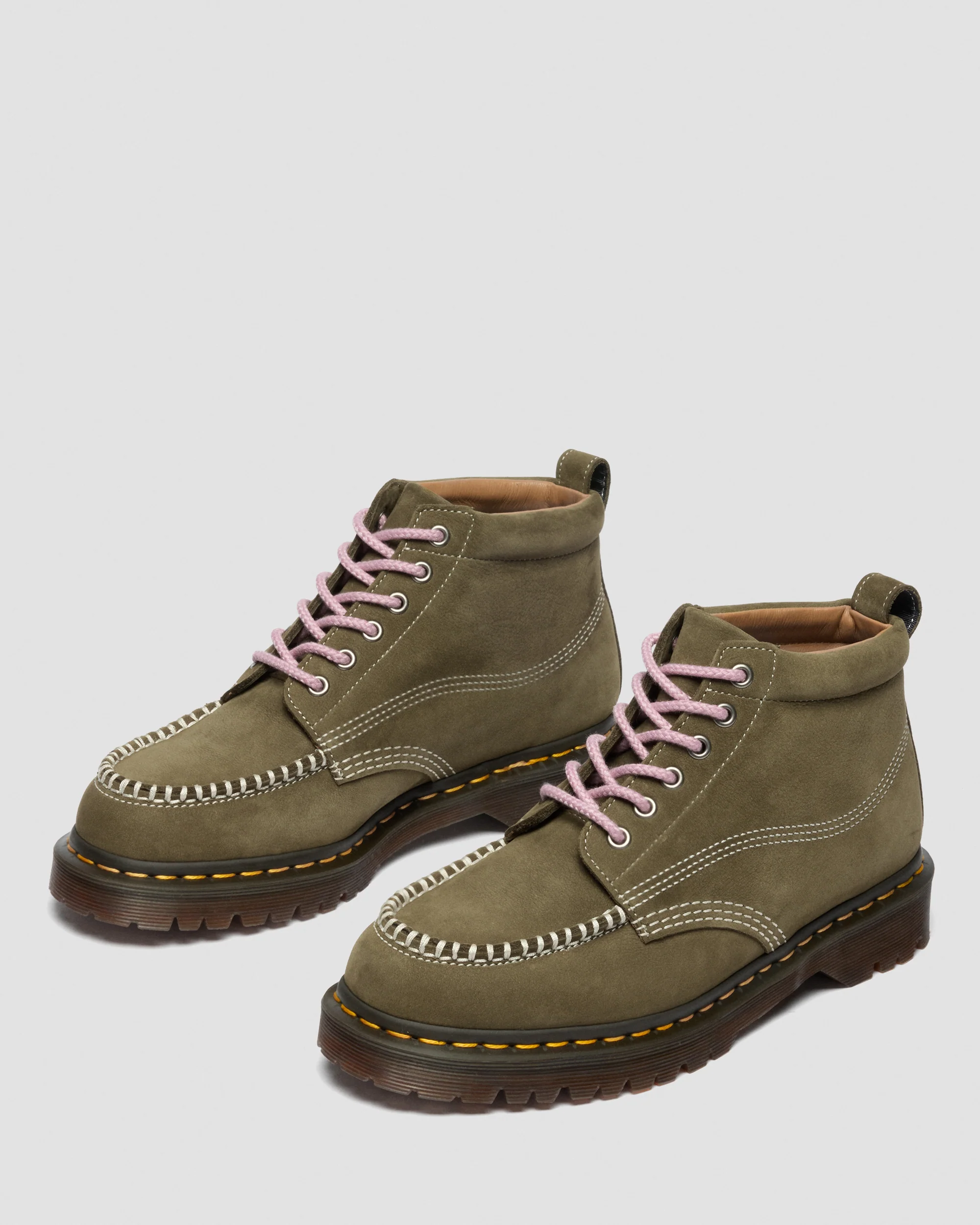 Dr. Martens Lowell Chukka Nubuck Moc Toe Ankle Boots in Olive Green - Image 7