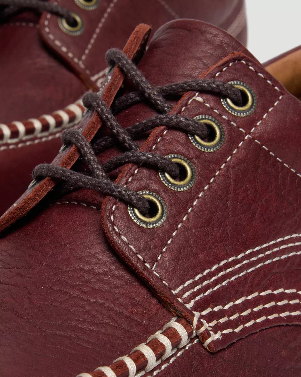Dr. Martens Lowell Red Wild Grain Leather Moc Toe Shoes - Image 3