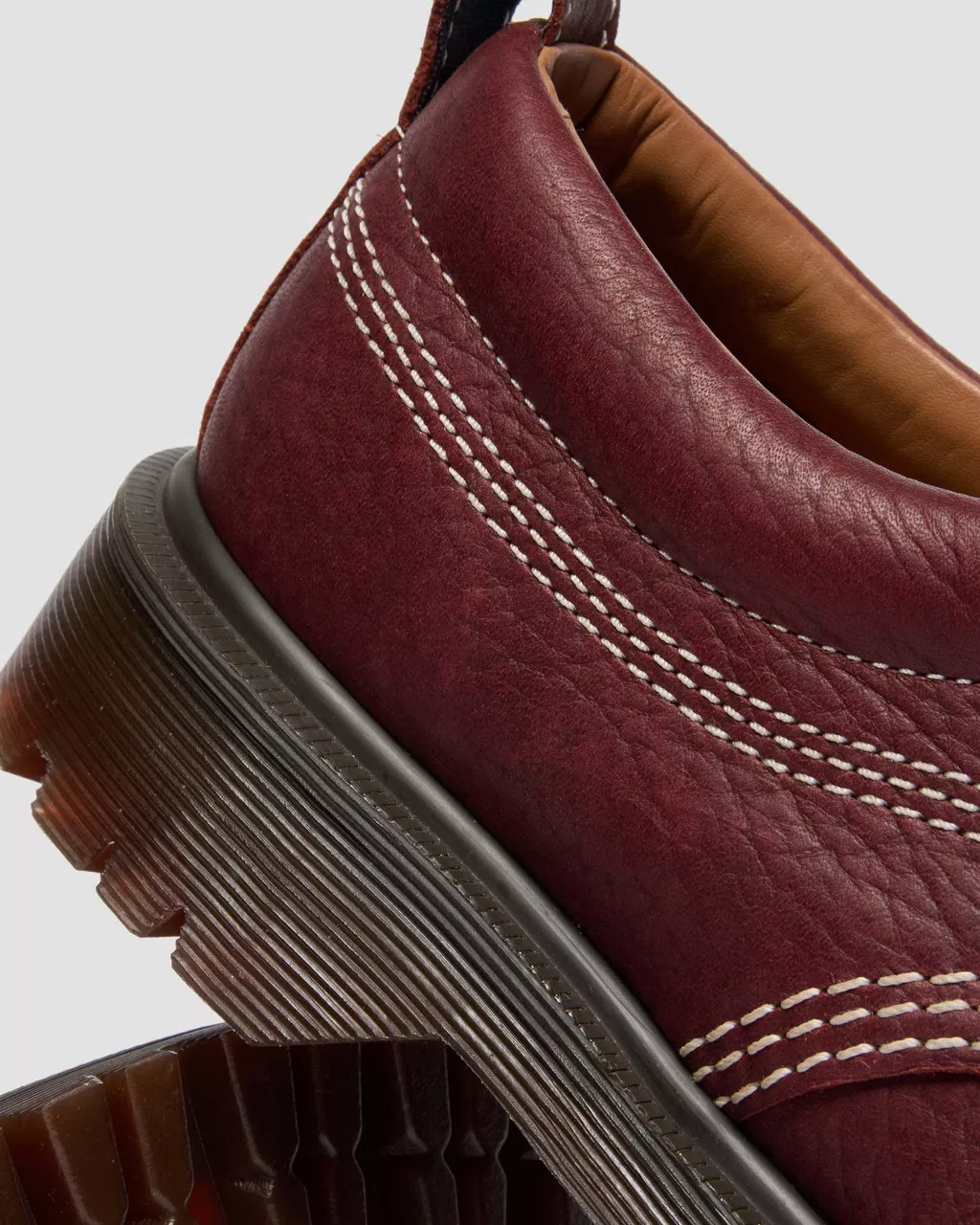 Dr. Martens Lowell Red Wild Grain Leather Moc Toe Shoes - Image 7