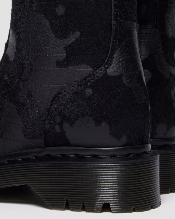 Dr. Martens Rejena Hair On Croc Embossed Leather Boots - Black - Image 6