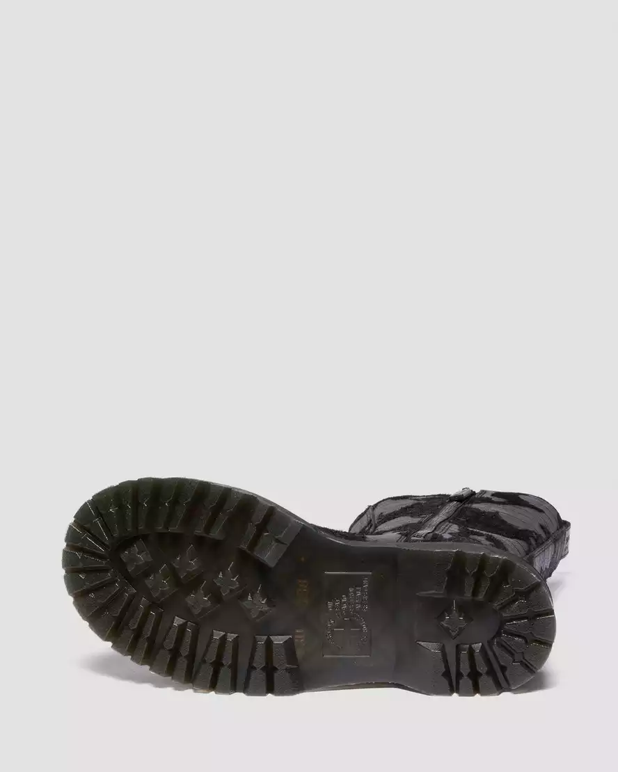 Dr. Martens Rejena Hair On Croc Embossed Leather Boots - Black - Image 7