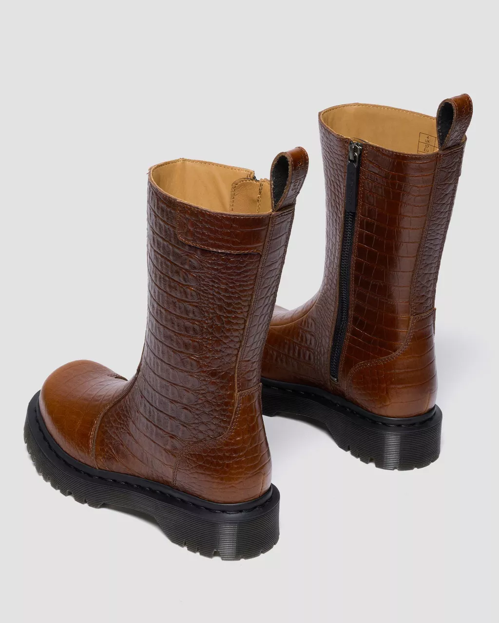 Dr. Martens Rejena Hair On Croc Embossed Leather Boots - Mocha Brown - Image 5