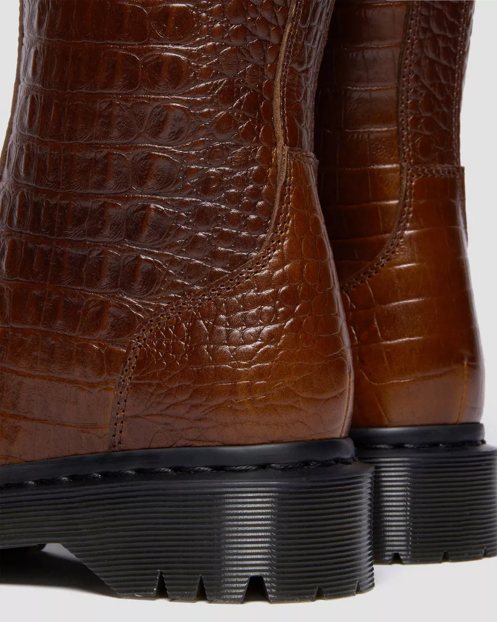 Dr. Martens Rejena Hair On Croc Embossed Leather Boots - Mocha Brown - Image 6