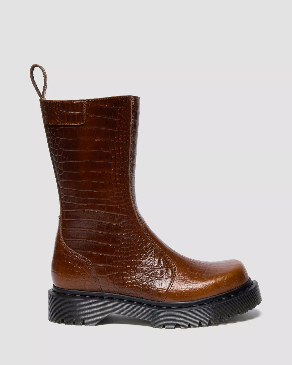 Dr. Martens Rejena Hair On Croc Embossed Leather Boots - Mocha Brown - Image 7