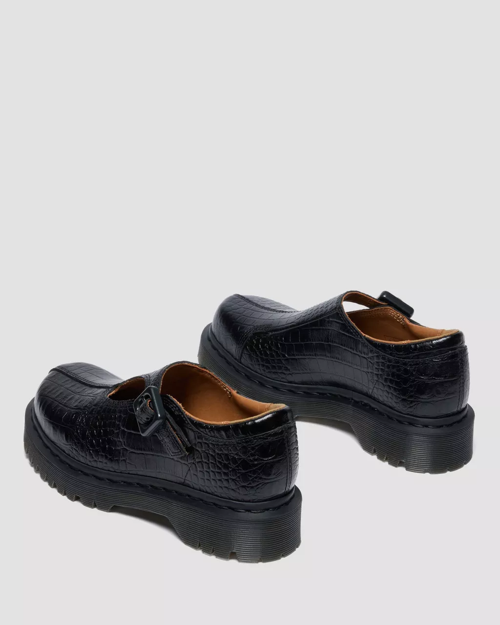 Dr. Martens Rejena Mary Jane Croc Embossed Leather Shoes - Black - Image 5