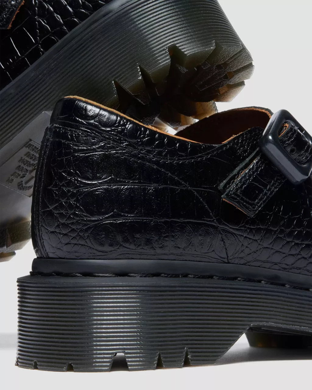 Dr. Martens Rejena Mary Jane Croc Embossed Leather Shoes - Black - Image 7