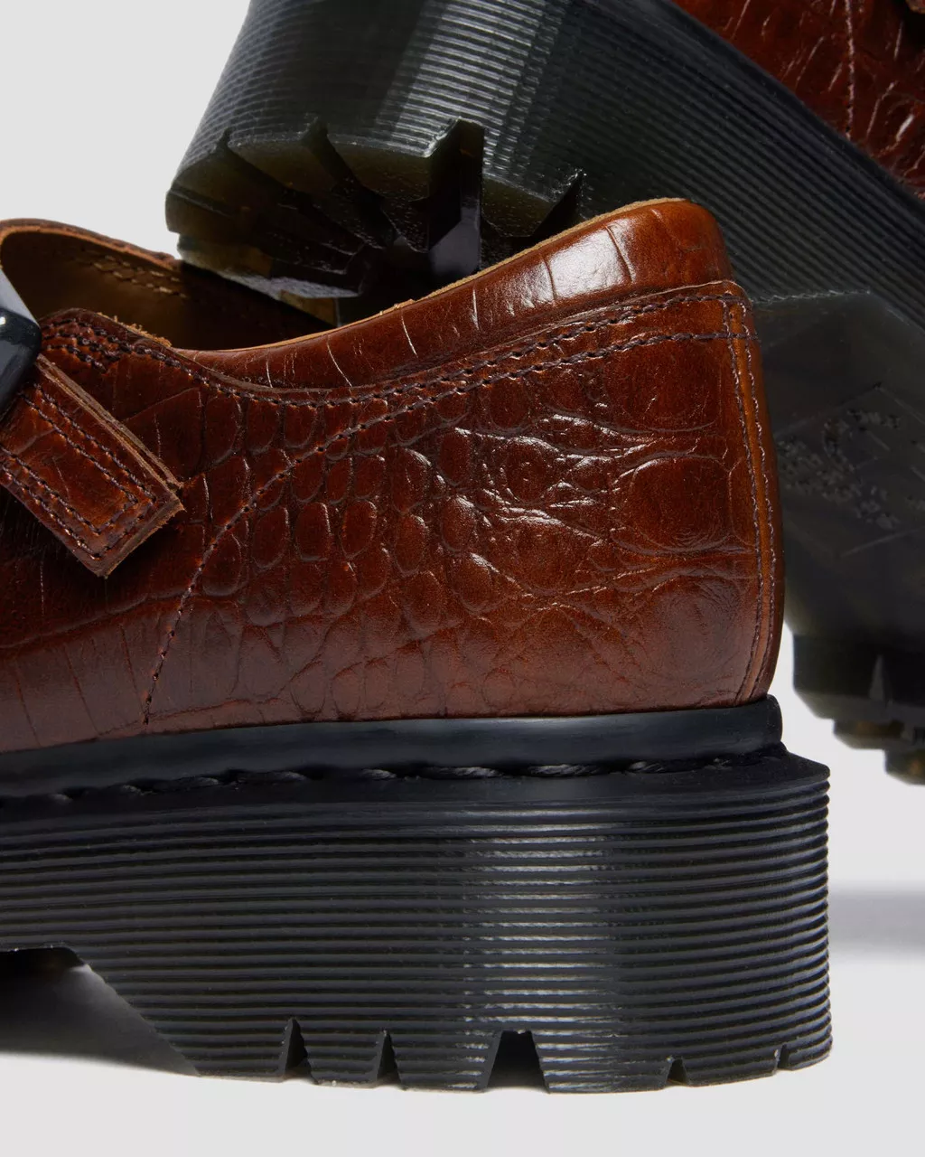 Dr. Martens Rejena Mary Jane Croc Embossed Leather Shoes - Mocha Brown - Image 7