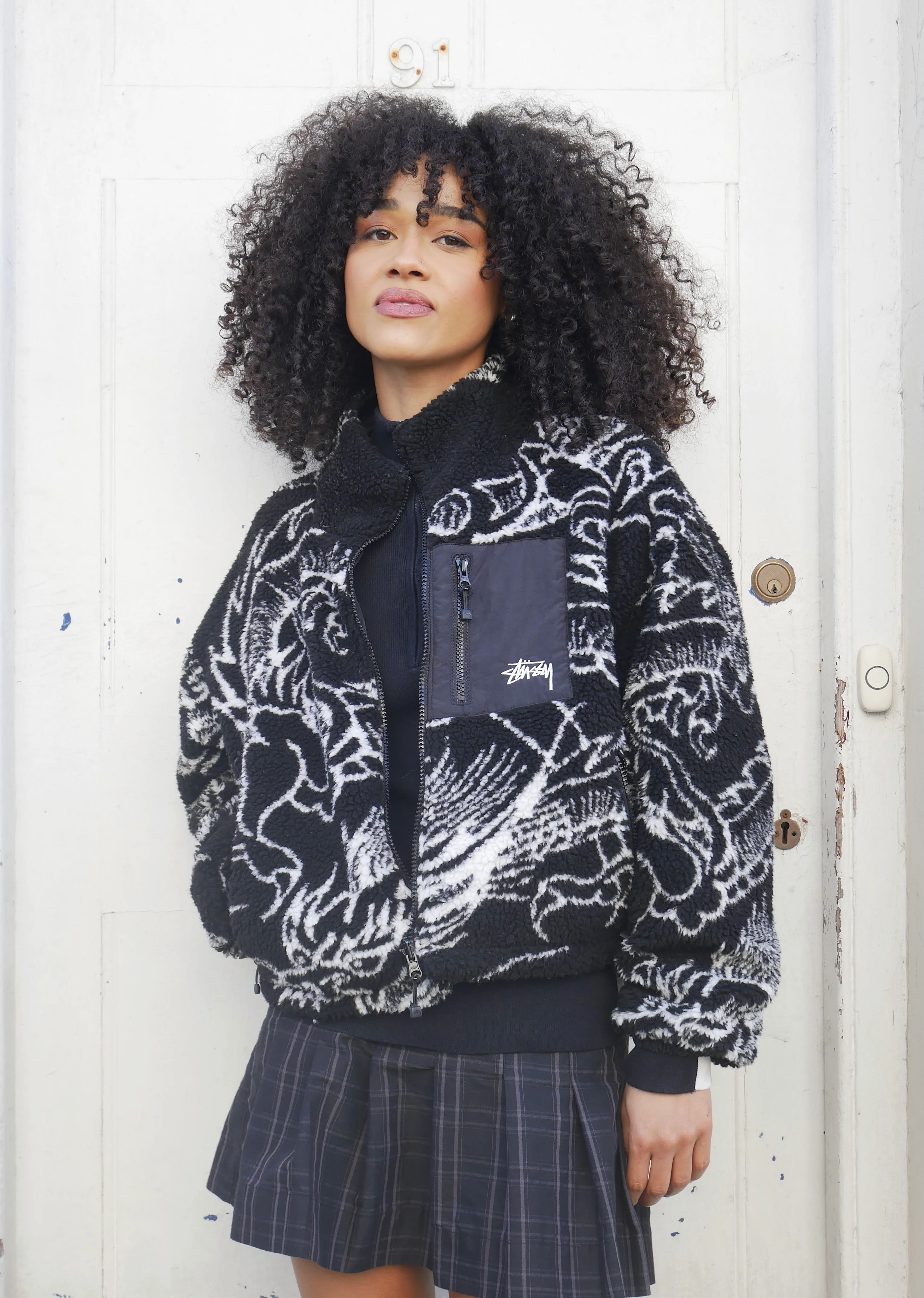 Stüssy Cropped Dragon Fleece Reversible Black