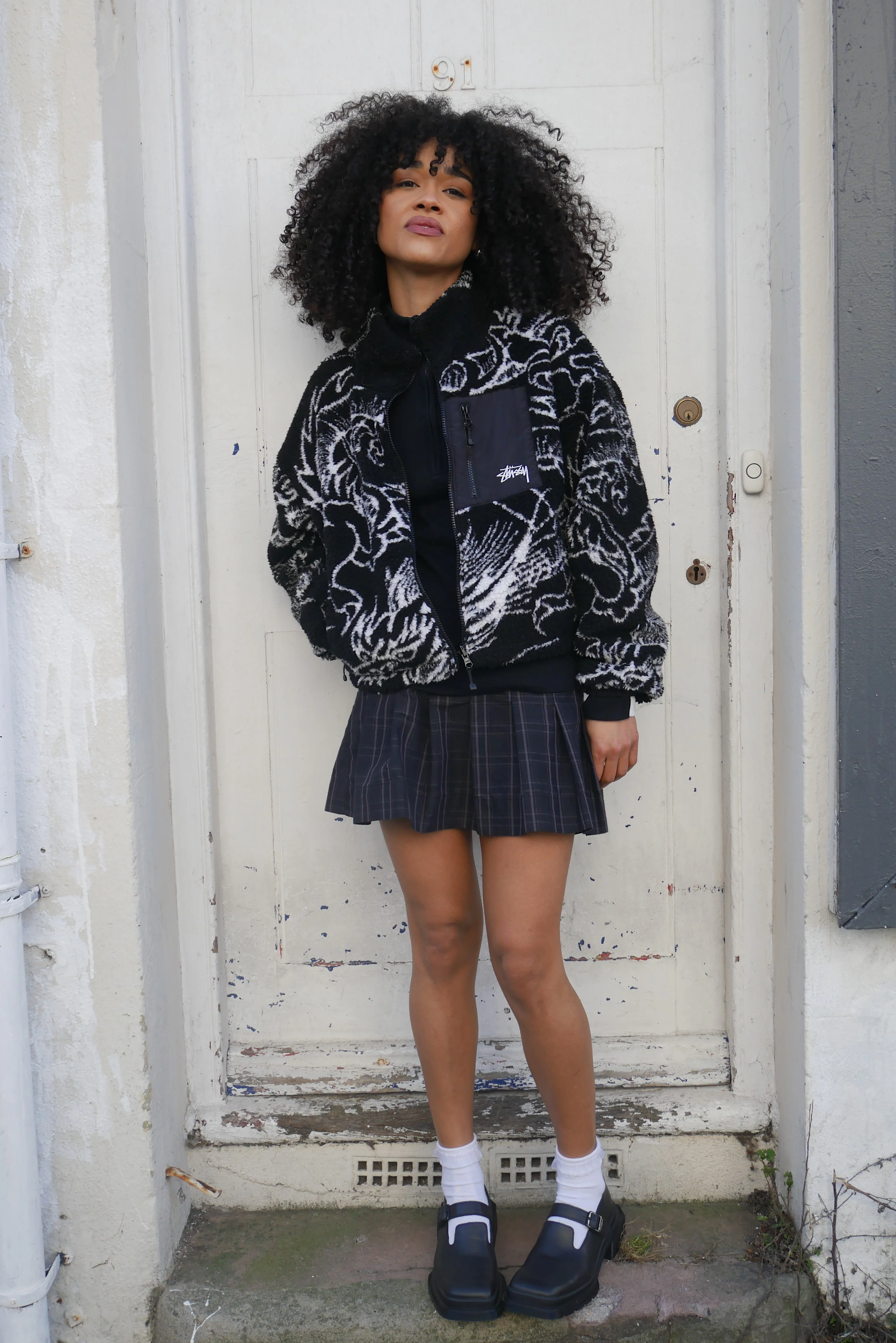 Stüssy Cropped Dragon Fleece Reversible Black - Image 2