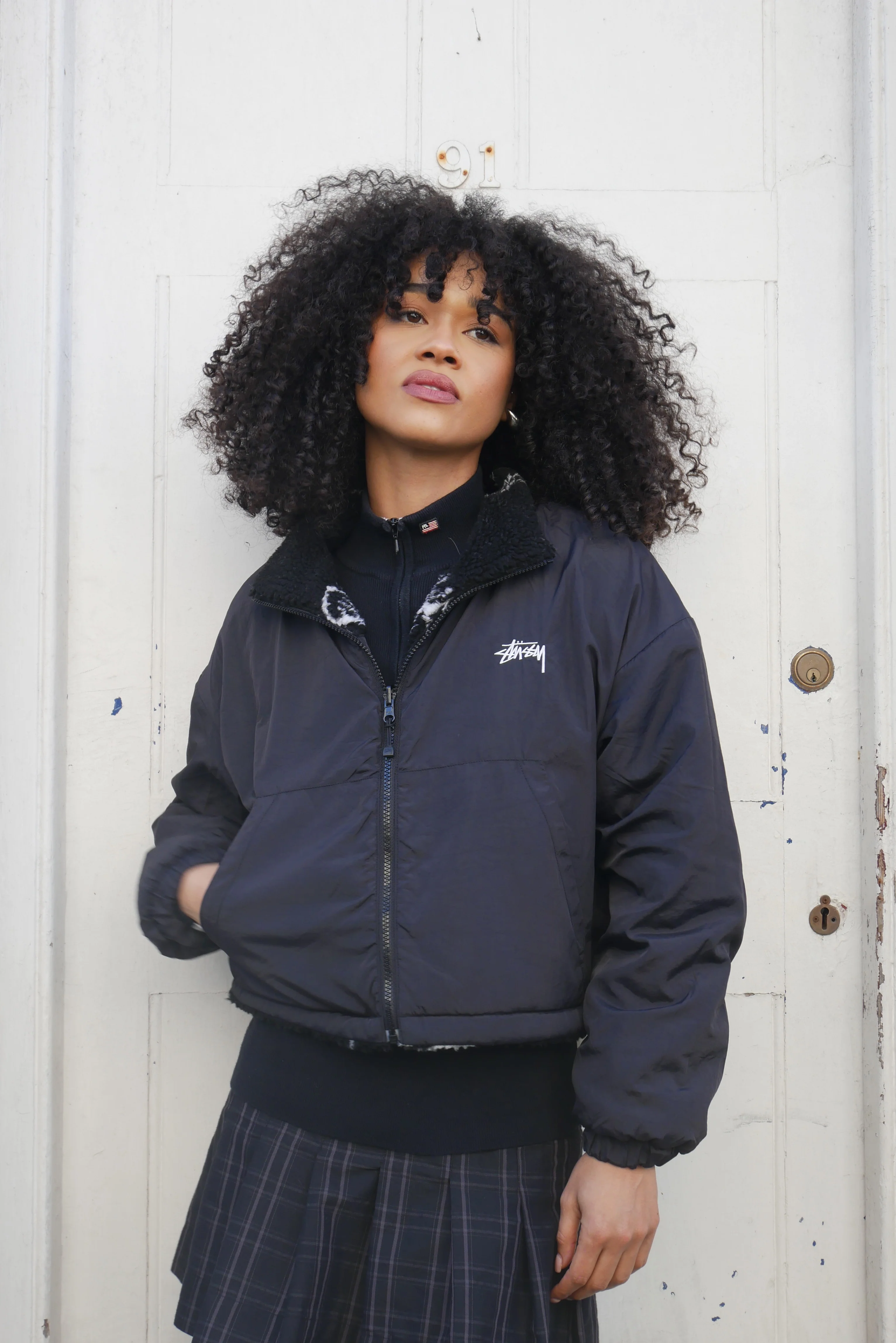 Stüssy Cropped Dragon Fleece Reversible Black - Image 6