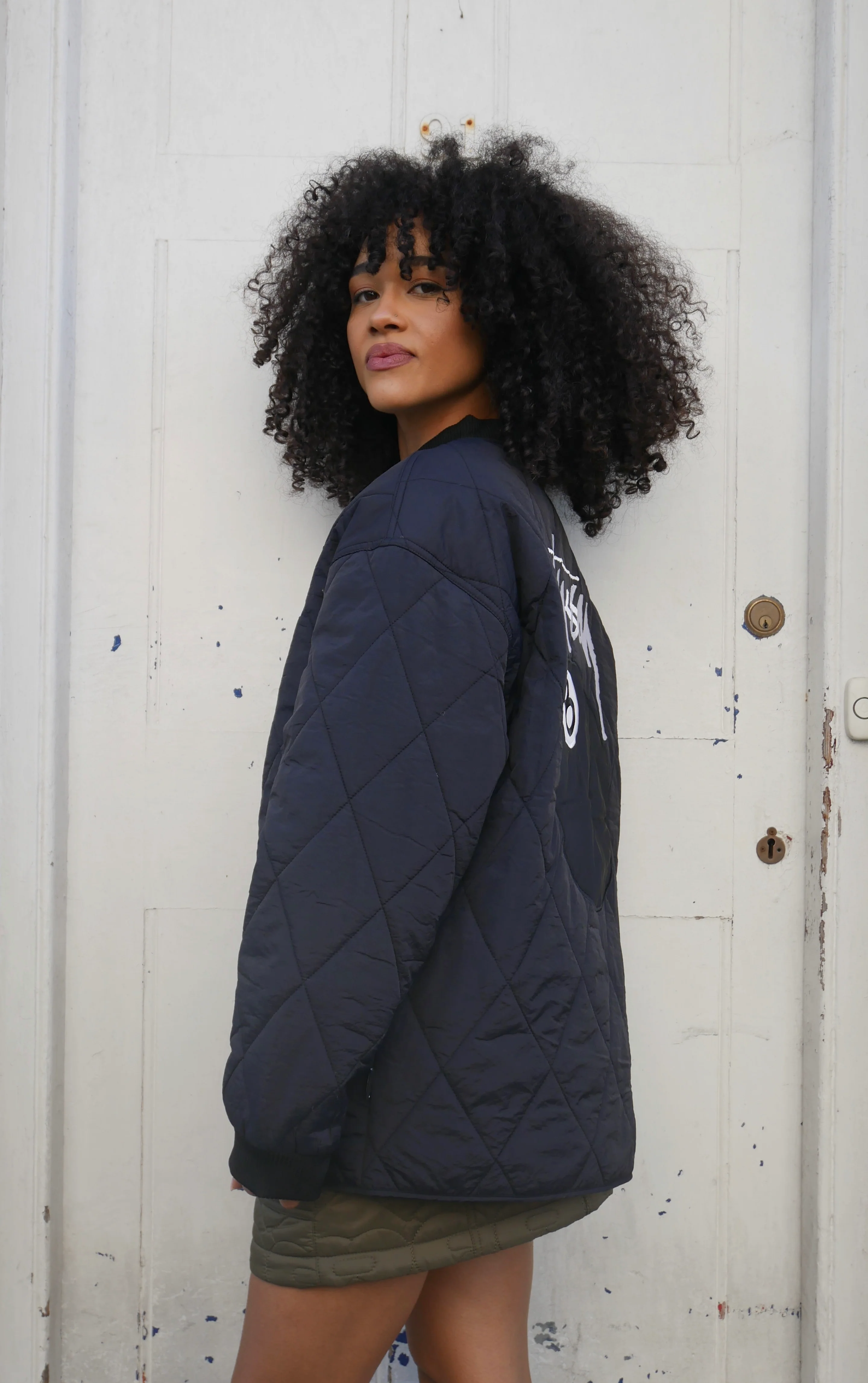 Stüssy Quilted Jacket 8 Ball Black - Image 3