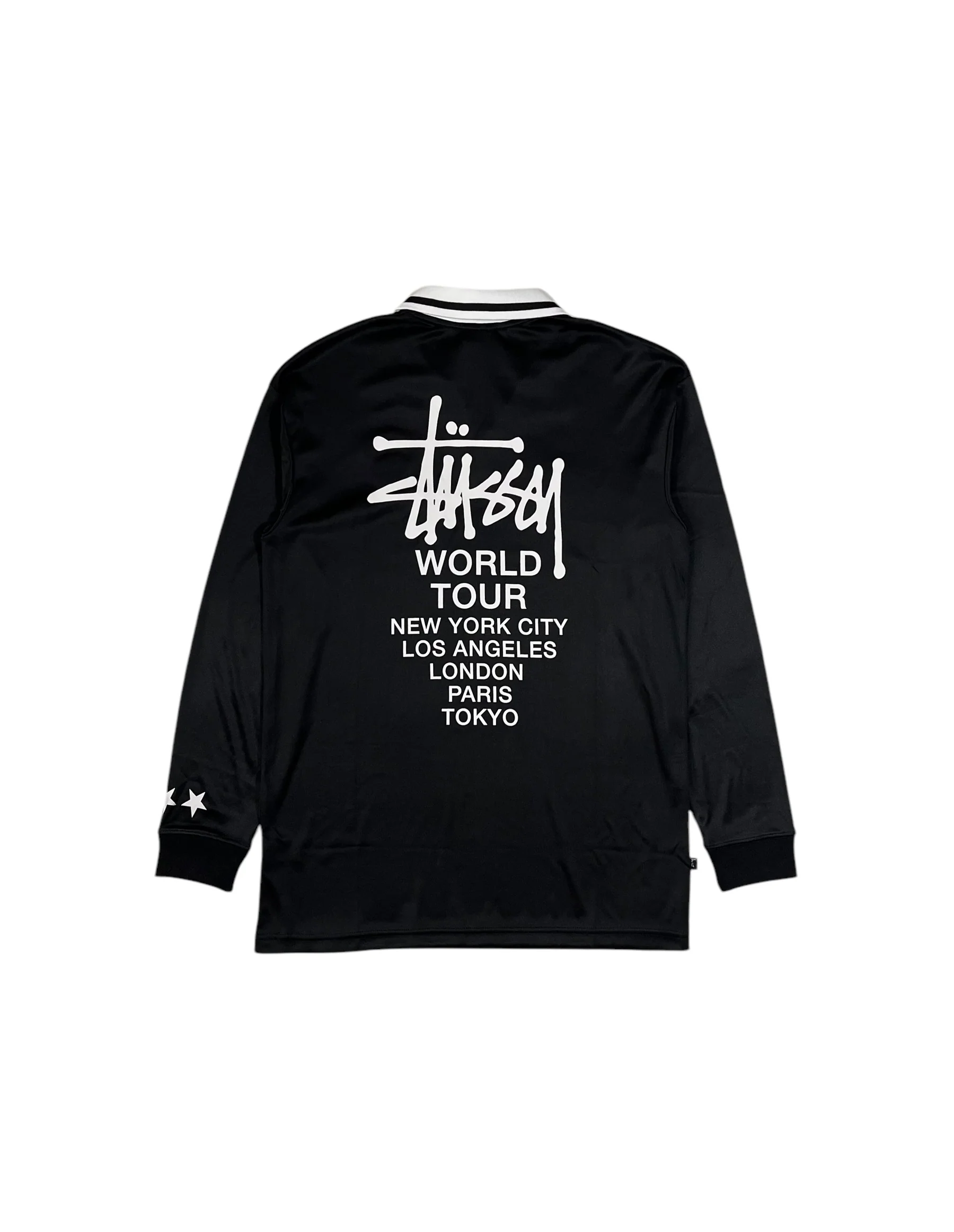 Stüssy Football Long Sleeve Polo Shirt Black - Image 2