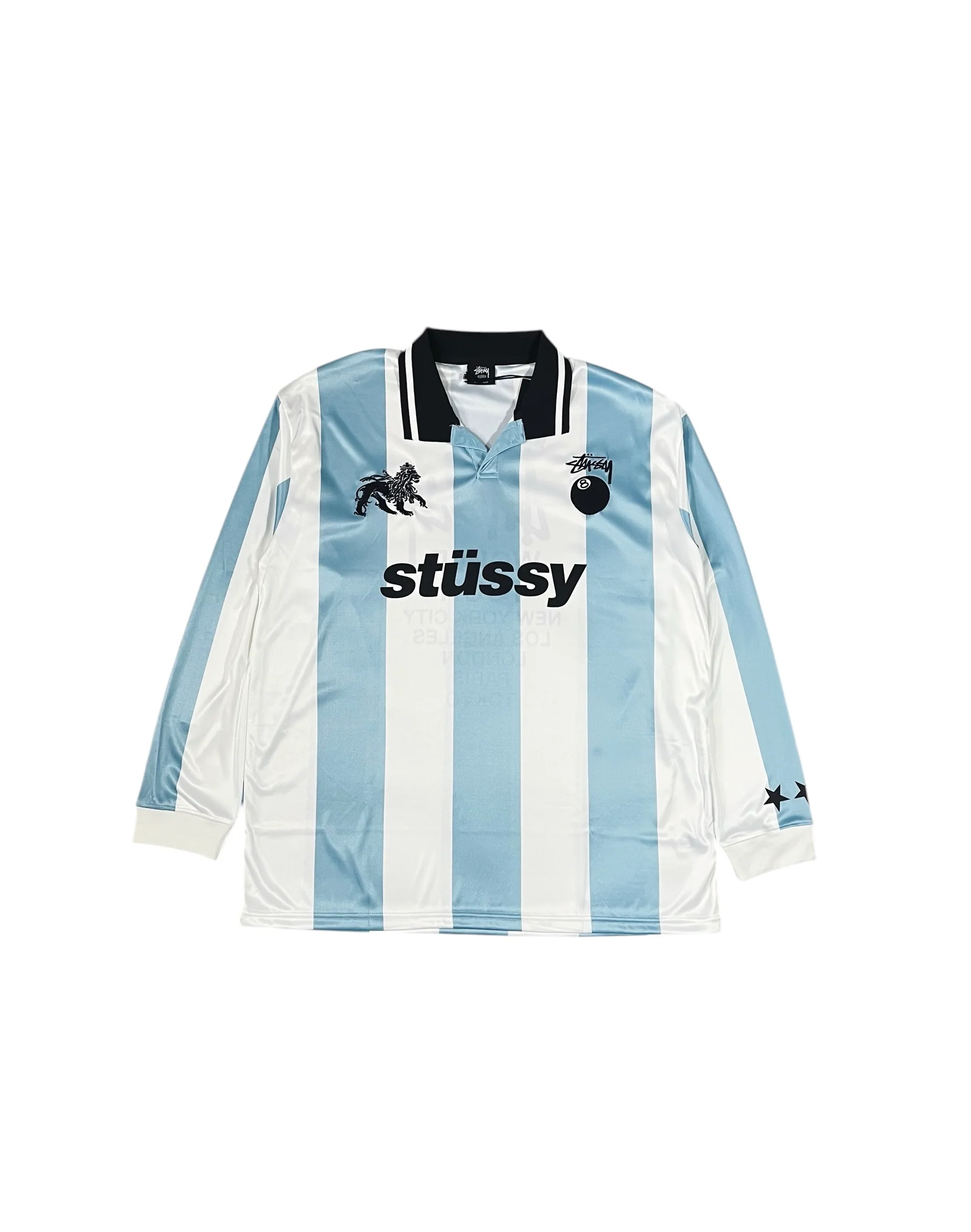 Stüssy Football Long Sleeve Polo Shirt Blue & White