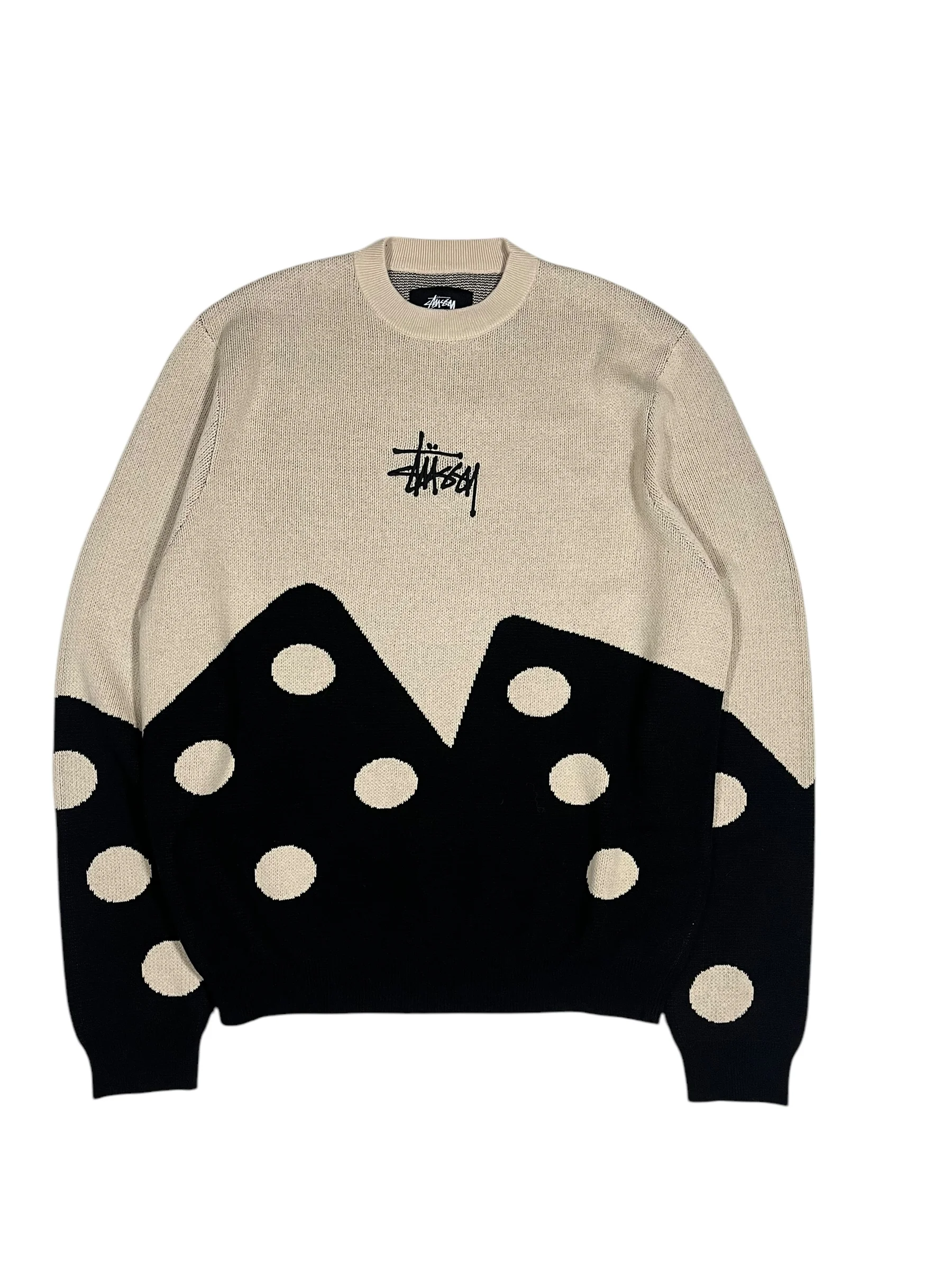 Stüssy Knitted Dice Sweatshirt in Beige - Image 3